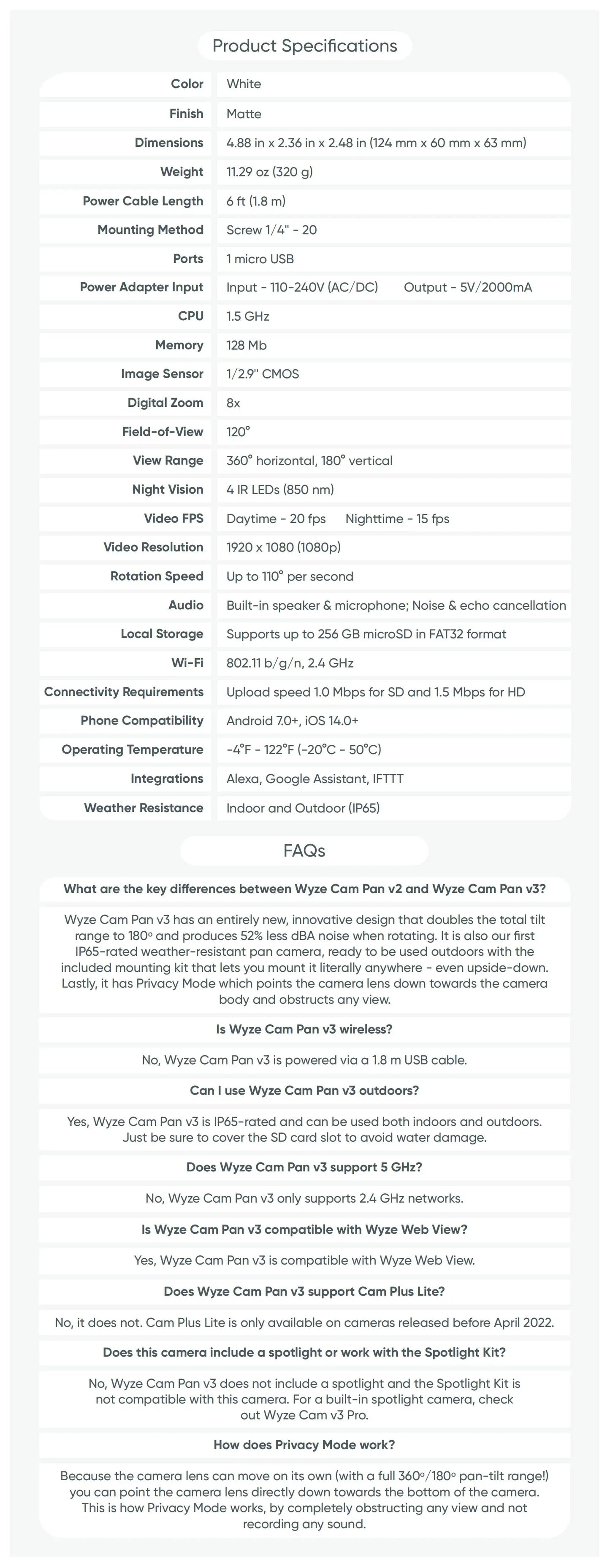 Wyze Cam Pan v3 Security Camera, 1080P Night Vision, 2-Way Audio, Motion Detection for Home/Baby/Pet Monitor, Works with Alexa