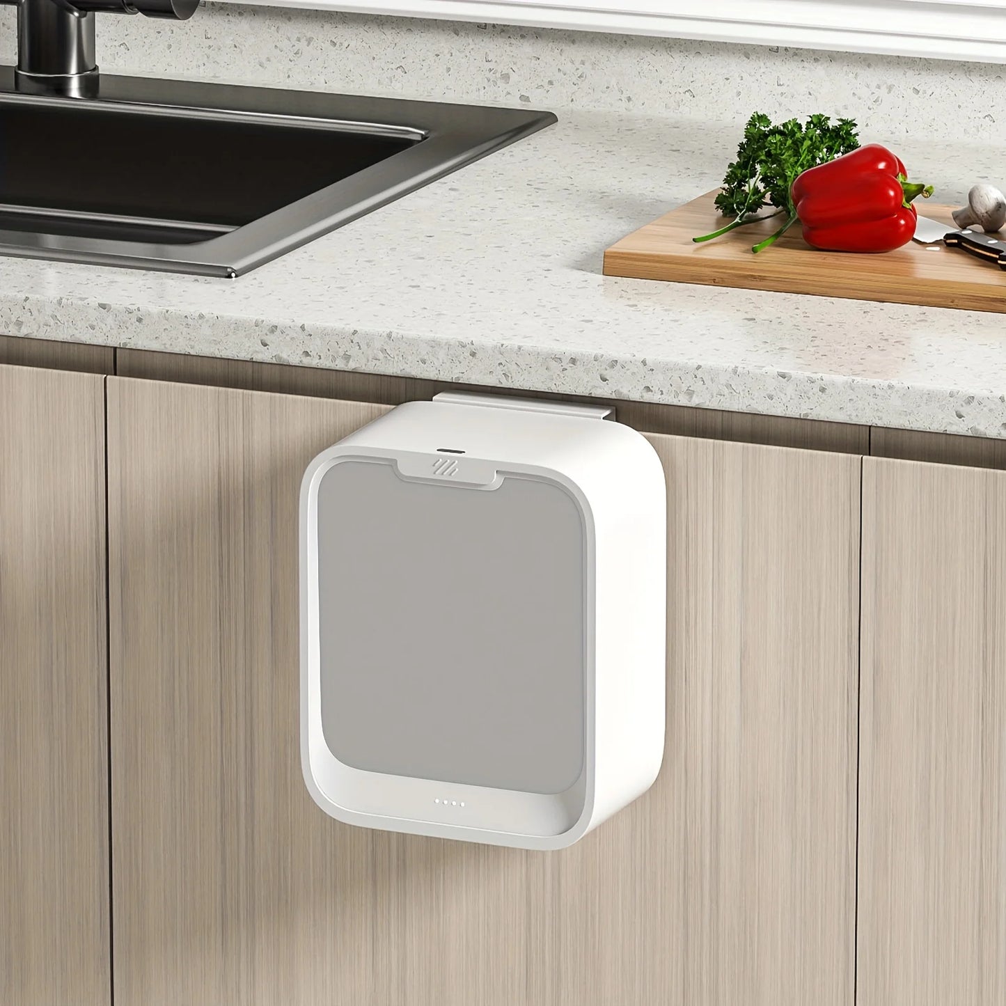 Motion Sensor Wall-Mounted Trash Can - Smart Kitchen Waste Bin with Lid for Cabinet Door