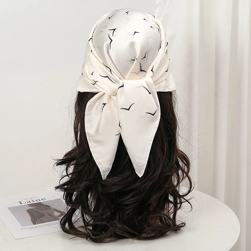 Luxury Silk Head Scarf - Soft Summer Foulard Bandana for Women