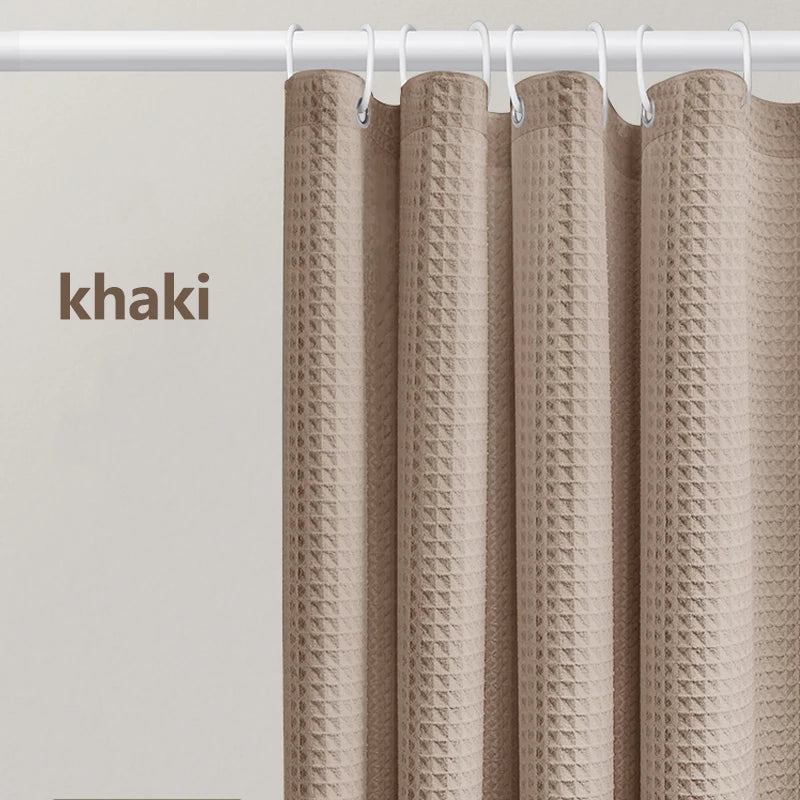 Waterproof Thickened Waffle Shower Curtain - Mildew Resistant Solid Color Bathroom Decor - ZOOMNSTORE