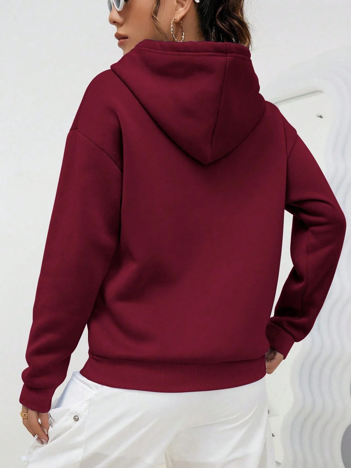 Casual Solid Color Hoodie for Women - Fleece Pocket Pullover