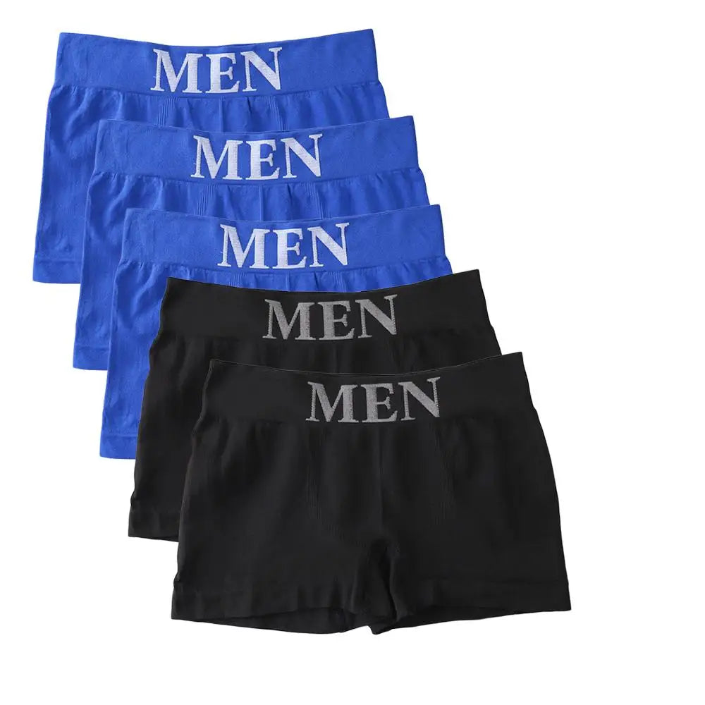 5PCS Thin High Elastic Men's Boxers Comfortable Plain Color Boxer Briefs Breathable Solid Underpants for Men