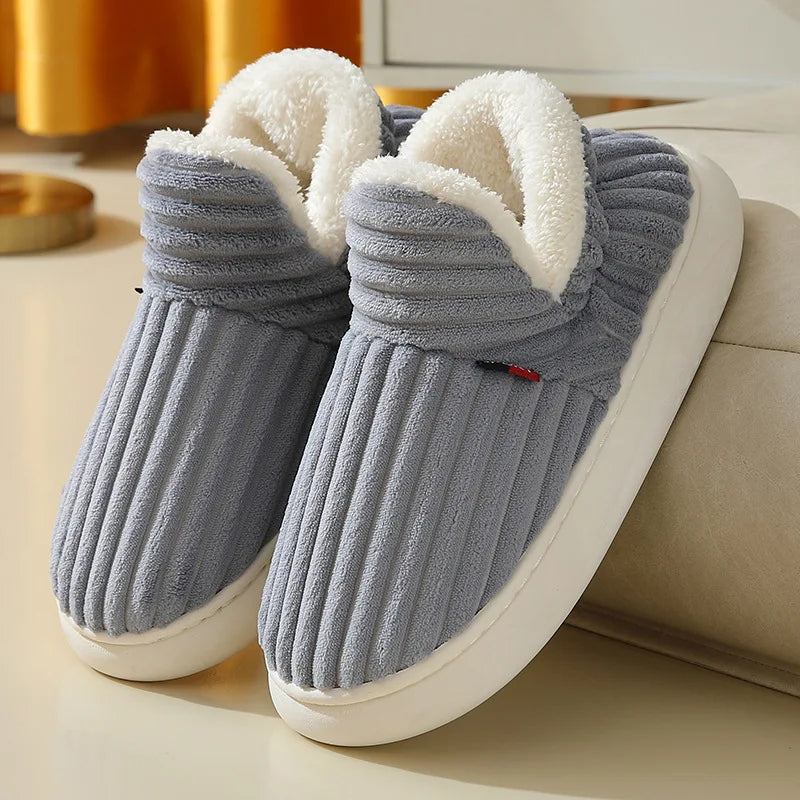Mens Plush Indoor Slippers - Soft Fluffy Cotton House Shoes - ZOOMNSTORE