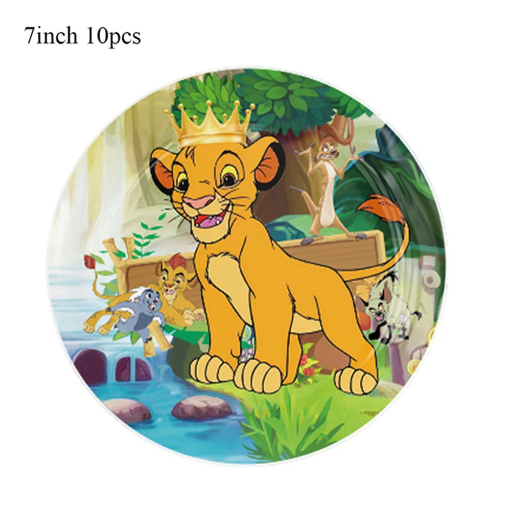 Lion King Birthday Party Supplies - Disposable Tableware Set with Cups Plates Napkins
