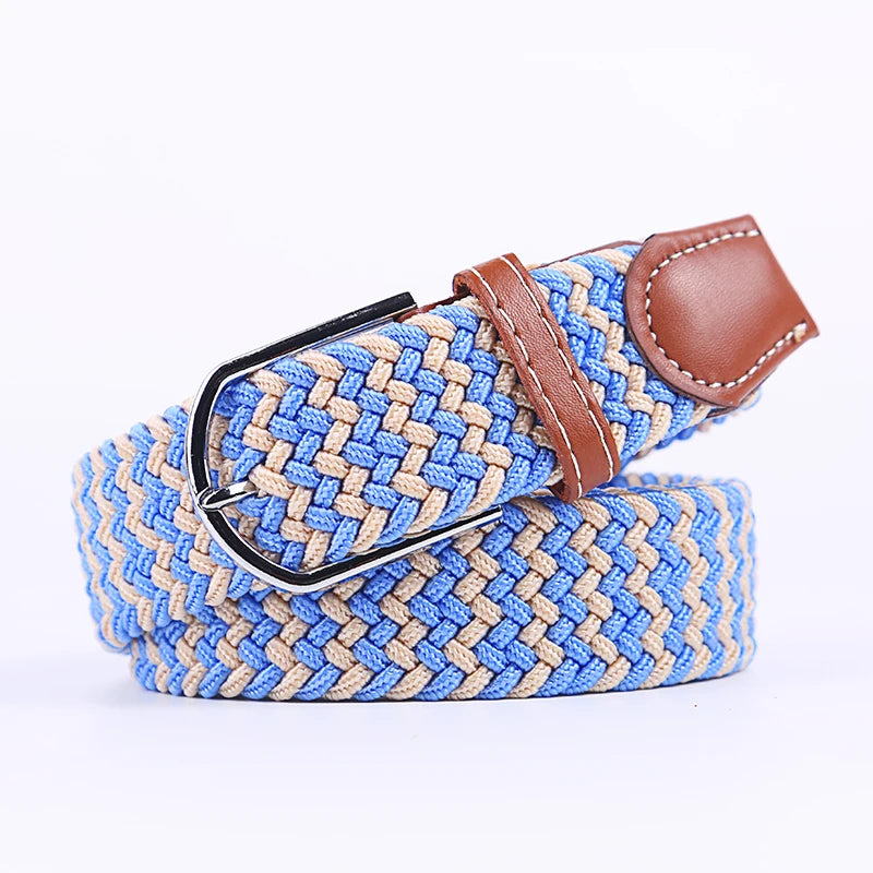 Elastic Canvas Belt – Unisex Adjustable Braided Pin Buckle Casual Woven Strap