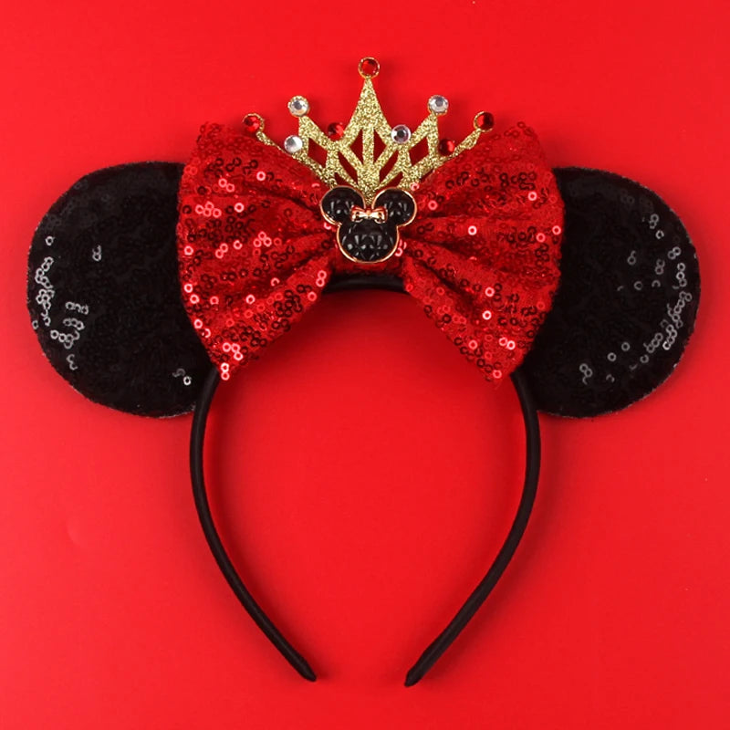 Mickey Mouse Ears Headband - Sequin Hair Bow for Halloween Festival and Cosplay