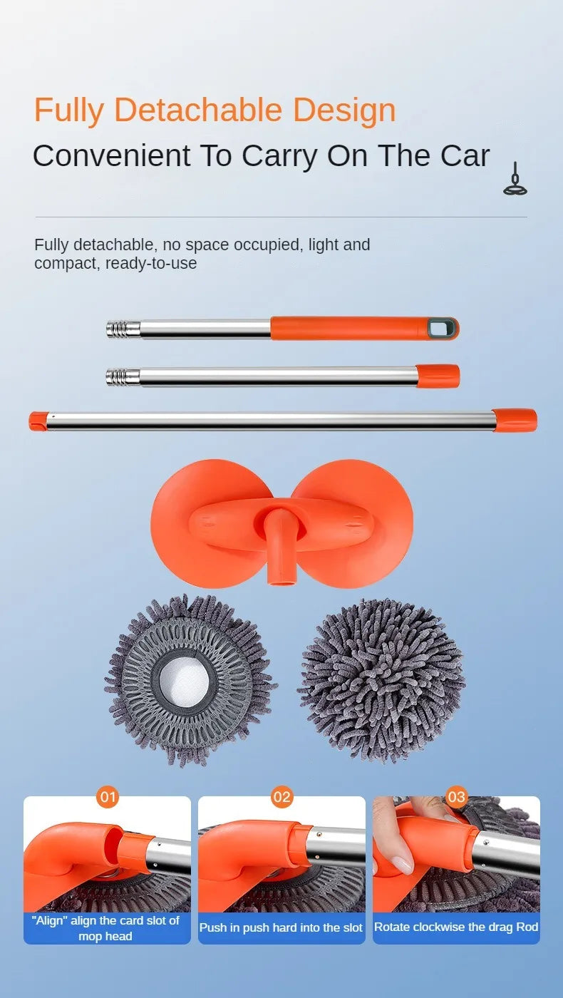 Telescopic Car Cleaning Mop - Chenille Double Brush Head for Roof Window