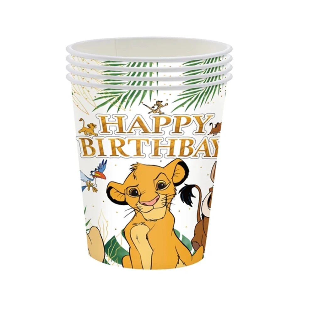 Lion King Birthday Party Supplies - Disposable Tableware Set with Cups Plates Napkins