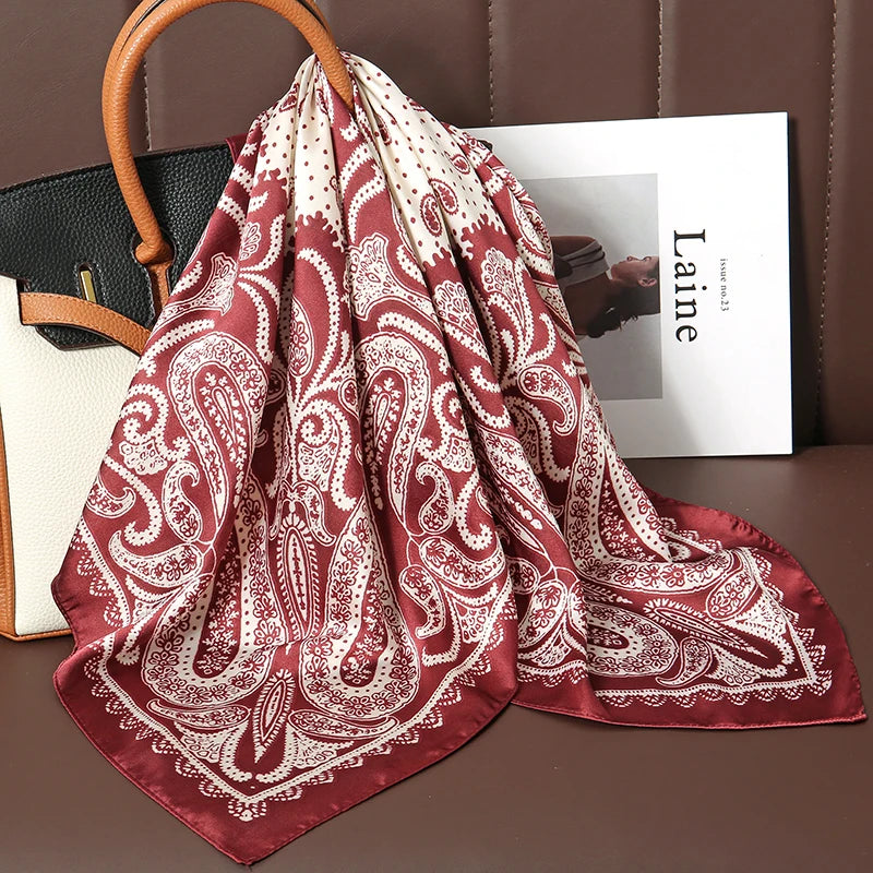 Luxury Satin Silk Scarf - Womens Fashion Shawl Hijab Neckerchief Bandana 2023