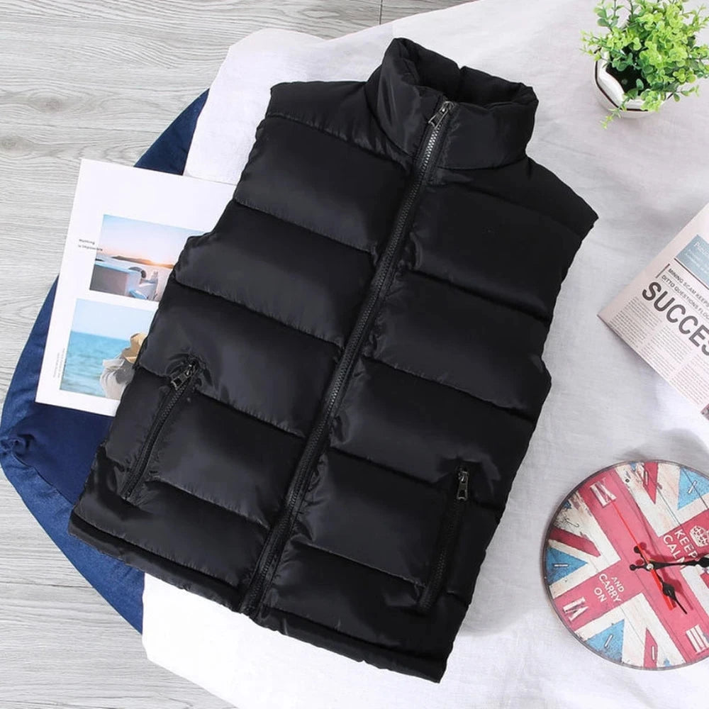 White Vest Jacket Men Slim Fit Stand Collar Sleeveless Puffer Jackets Spring Autumn Casual Waistcoat Men Warm Coat 2023 Trends