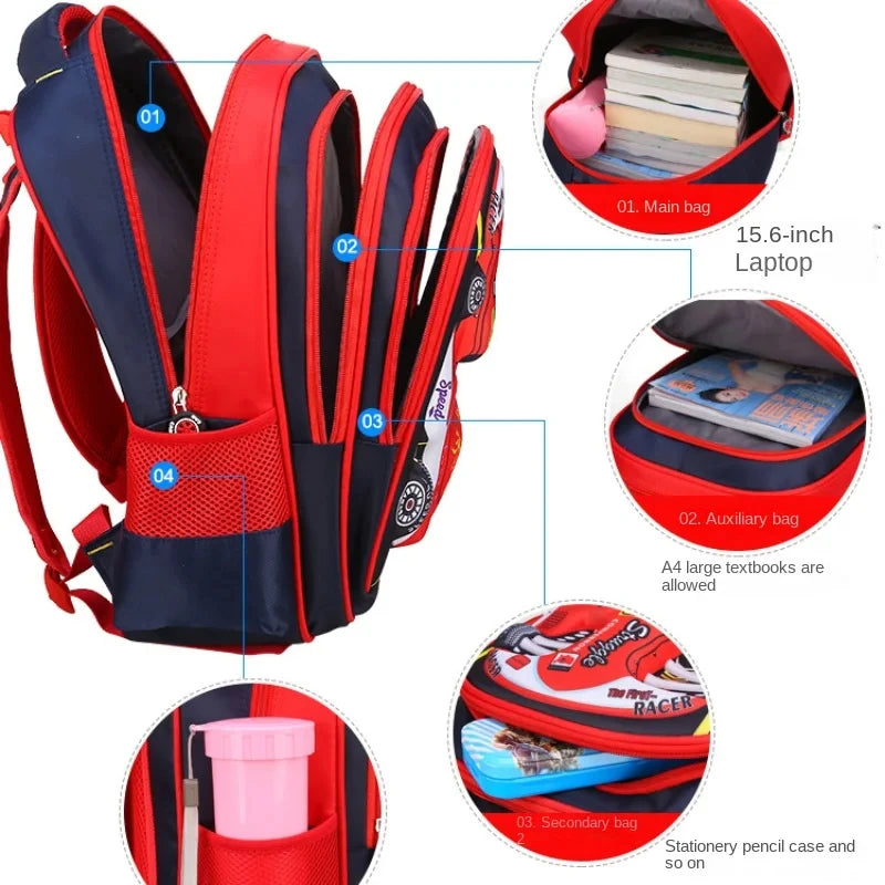 Waterproof 3D Car Backpack - Lightweight Preschool School Bag for Kids - ZOOMNSTORE