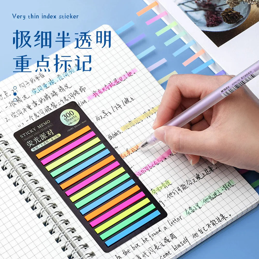 Transparent Rainbow Sticky Notepads - 300 Sheets Kawaii Memo Pad