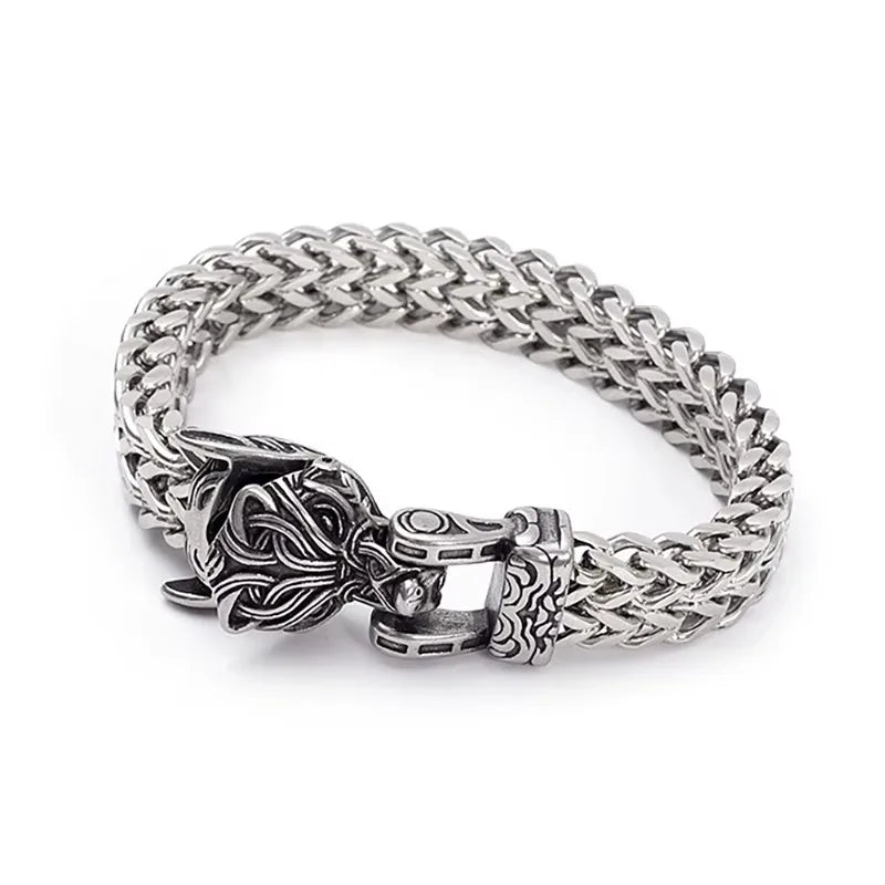 Fashion Vintage Viking Wolf Head Bracelet 316L Stainless Steel Cool Biker Animal Bracelets Party Charm Amulet Jewelry Wholesale