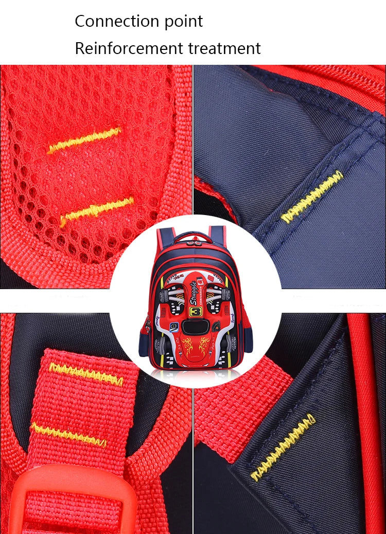 Waterproof 3D Car Backpack - Lightweight Preschool School Bag for Kids - ZOOMNSTORE