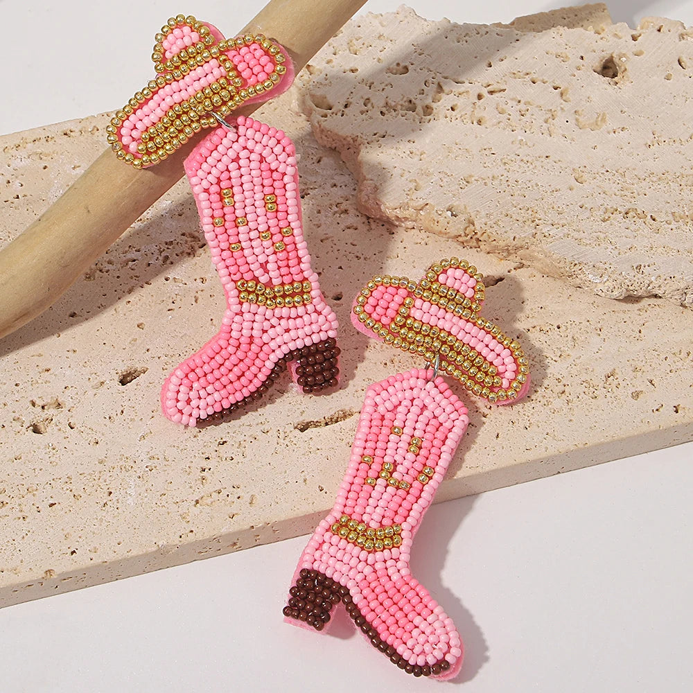 Bohemian Ocean Animal Earrings - Starfish Lobster Conch Seed Bead Drop Earrings for Women