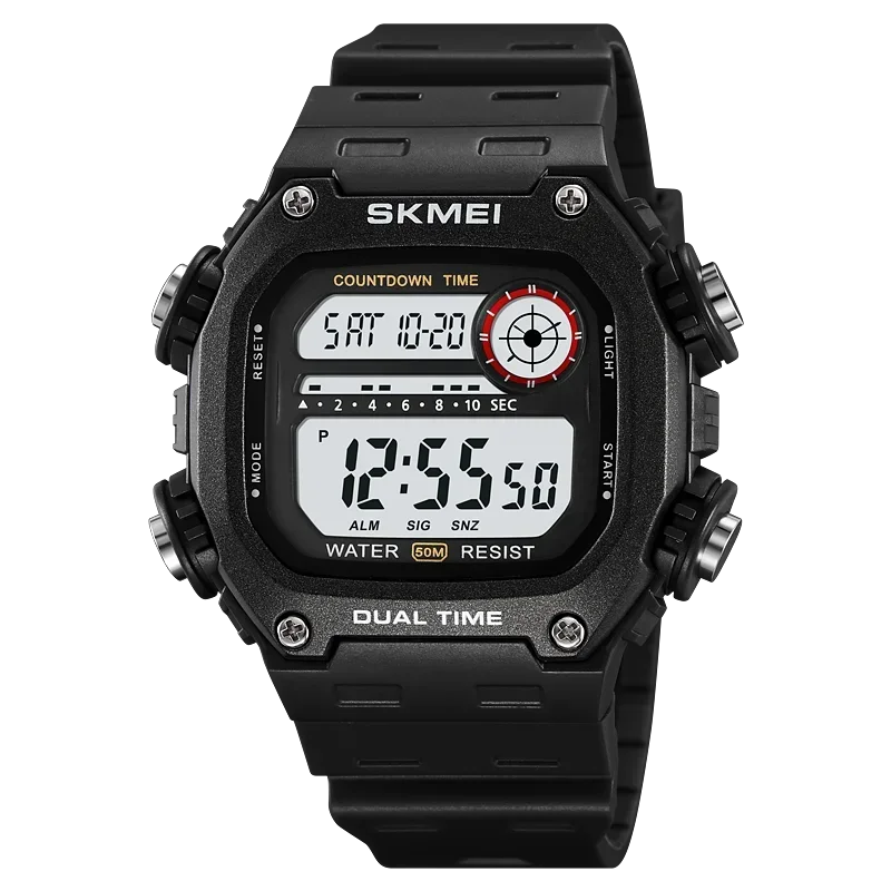 Digital Sport Watch - Waterproof Wristwatch With Countdown Timer & Alarm Function