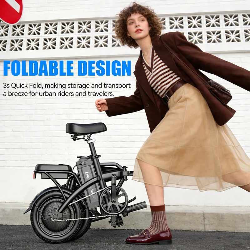 14'' Foldable Commuter Ebike 500W Motor Removable Battery Max 19.9MPH Dural Disc Brake with 4 Shock Absorption Mini Electric Bicycle for Adults,College Students, Commuters & Urban Riding E-Bike