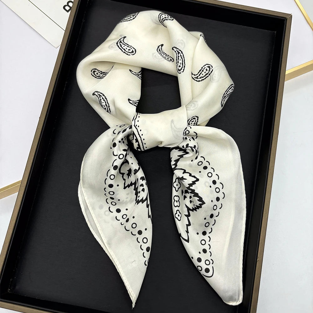 Luxury Silk Square Scarf - Womens Satin Neckerchief Hair Wrap 2023