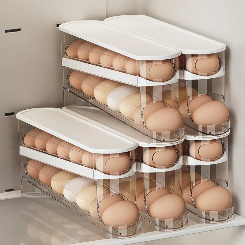 Egg Storage Box - Automatic Rolling Egg Holder Rack for Refrigerator
