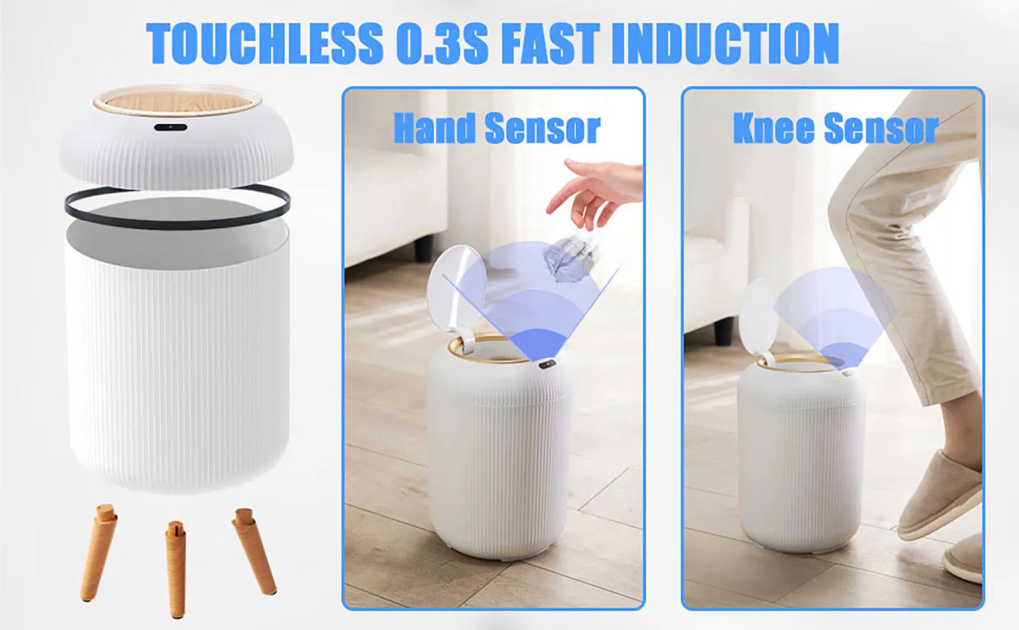 Smart Motion Sensor Trash Can - Automatic Plastic Bin for Home Office