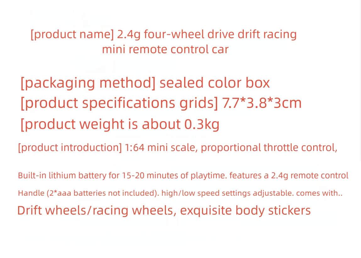 164 RC Drift Car - High-Speed Mini Remote Control Racing Car for Desktop Fun - ZOOMNSTORE