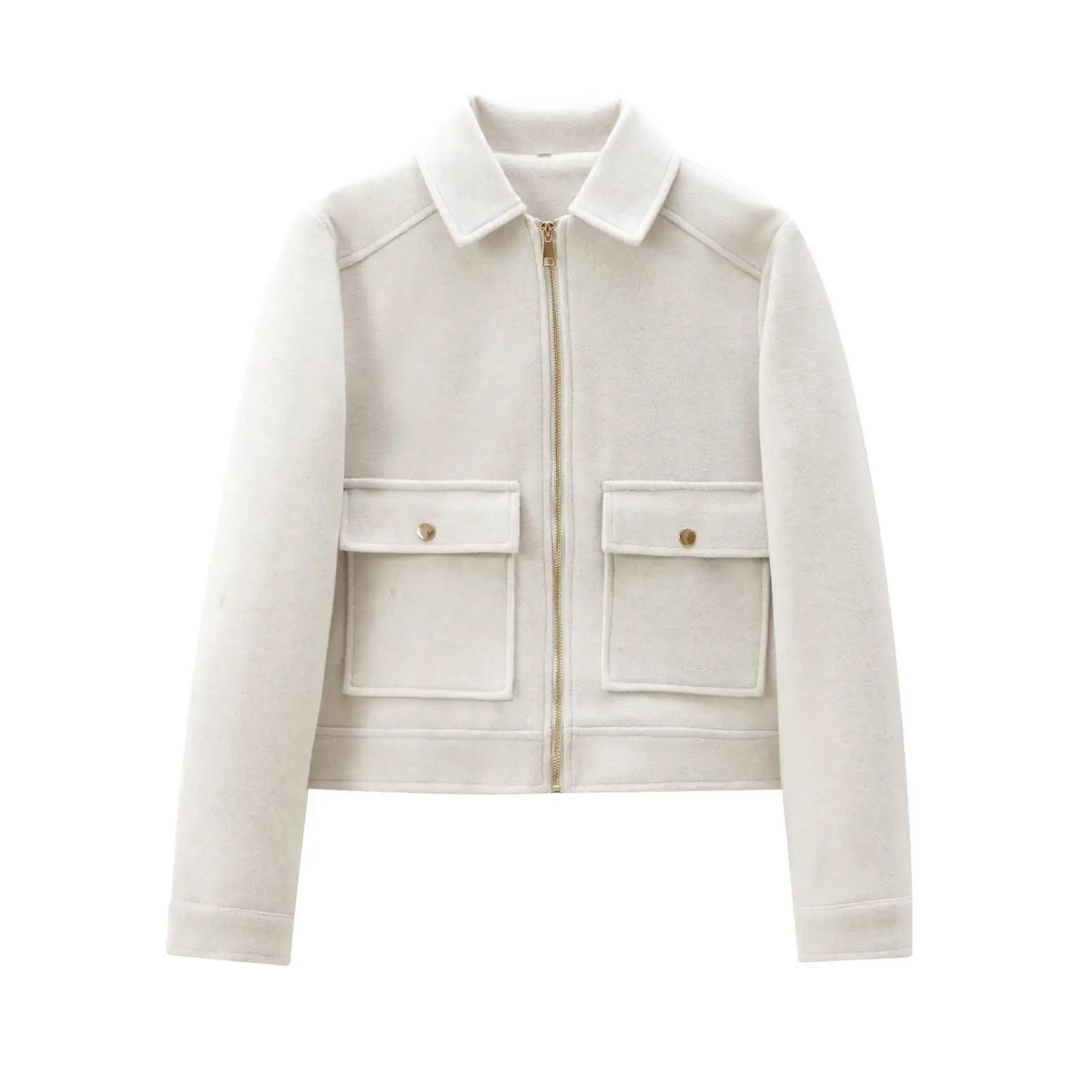 Women's Zipper Jacket - Casual Long Sleeve Coat With Pocket | Lightweight Winter Outerwear
