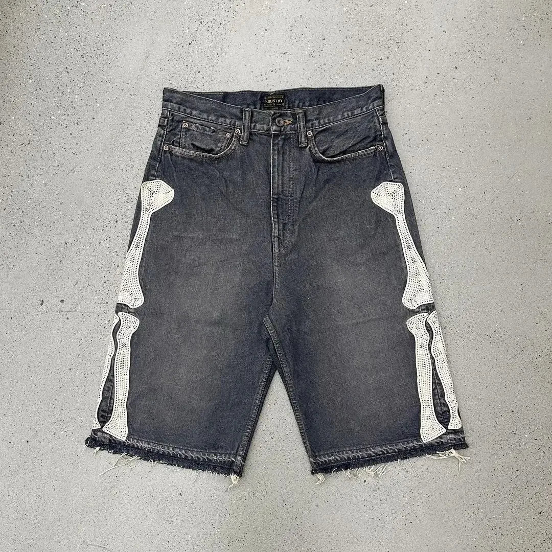 Denim Shorts Men - American Fashion Printed Low Waist Cargo Style Hip Hop Shorts