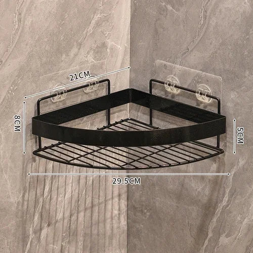 Gold Bathroom Storage Rack - Wall Mounted Non Punching Tripod Shampoo Shelf