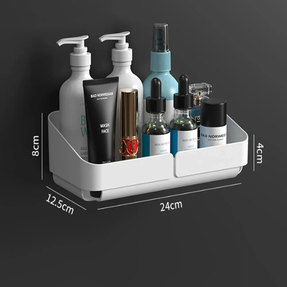 Bathroom Kitchen Wall Shelf - No-Drill Makeup Shampoo Organizer