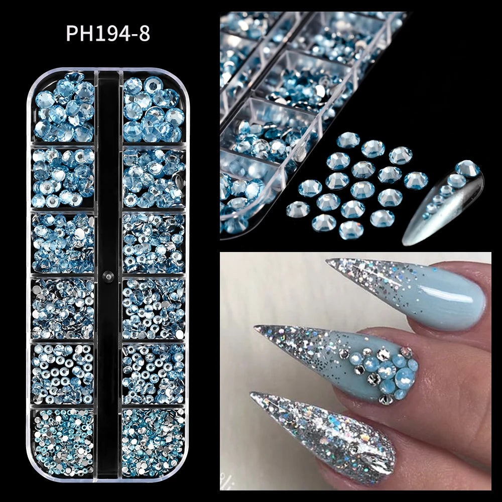 Ocean Gold Nail Art Charms - 3D Shell Seahorse Starfish Pearl Gems Studs