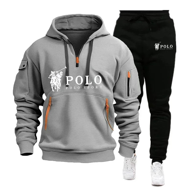 2026 Autumn/Winter New Men's Casual Set Fashion Outdoor Hiking Windproof Warm Men's Hoodie and Pants Two Piece Set