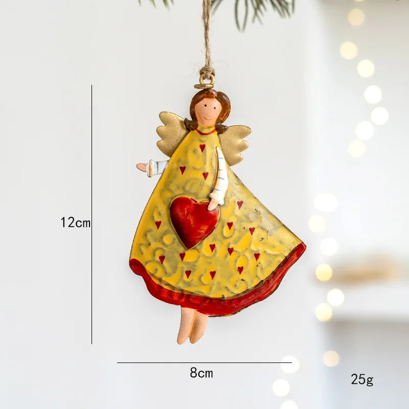 Retro Iron Christmas Angel Pendant - Country Tree Decoration - ZOOMNSTORE
