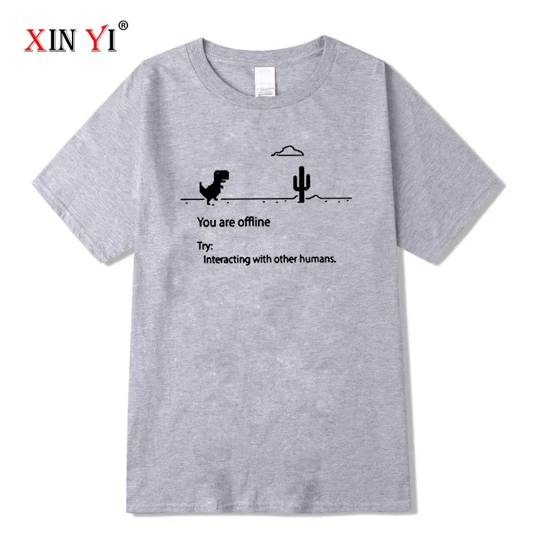 Men's High Quality Cotton Blend Funny Dinosaur Print T Shirt Loose O-neck Men Tshirt Short Sleeve T-shirt Male Tees Tops