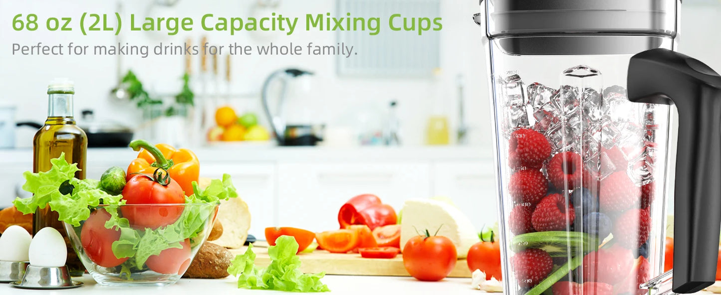 Heavy Duty Commercial Blender - 2200W Timer Mixer Juicer with 2L BPA Free Jar for Smoothies and Food Processing