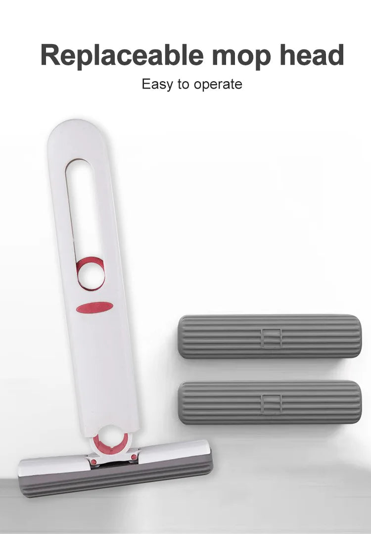 Portable Mini Squeeze Mop - Wet and Dry Sponge Mop for Home and Car