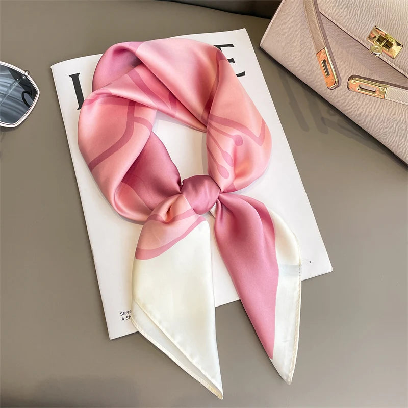 Luxury Silk Plaid Scarf - Soft Satin Neck Hair Tie for Women Foulard Hijab 2021