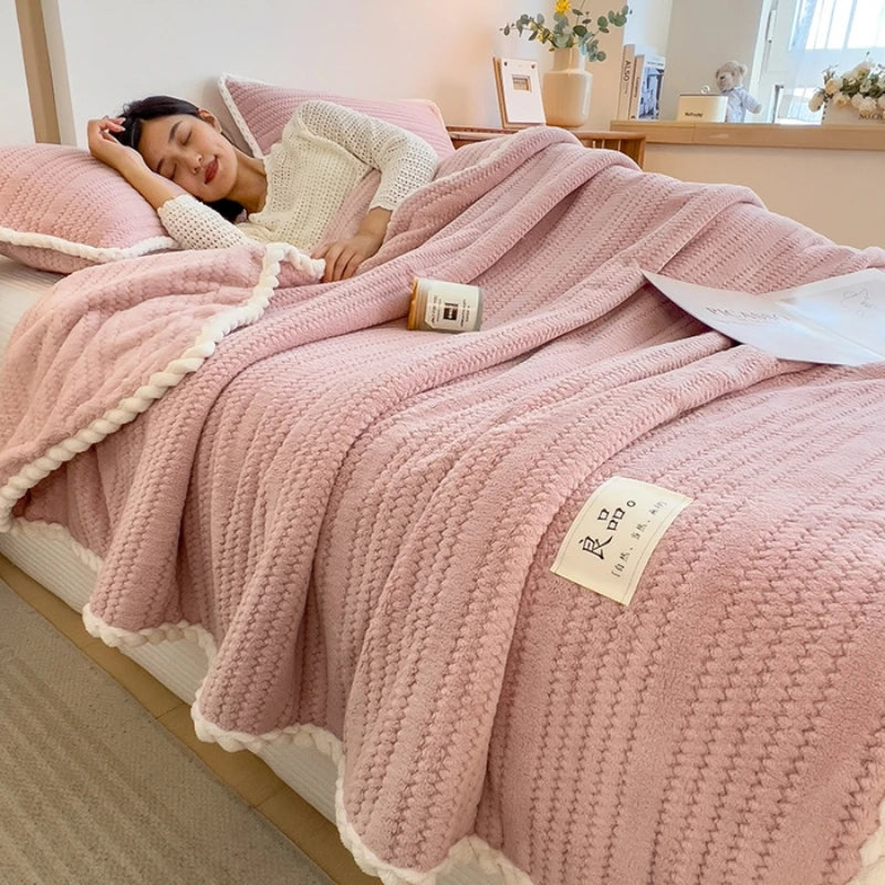 King Size Plaid Throw Blanket - Winter Sofa Comforter - ZOOMNSTORE