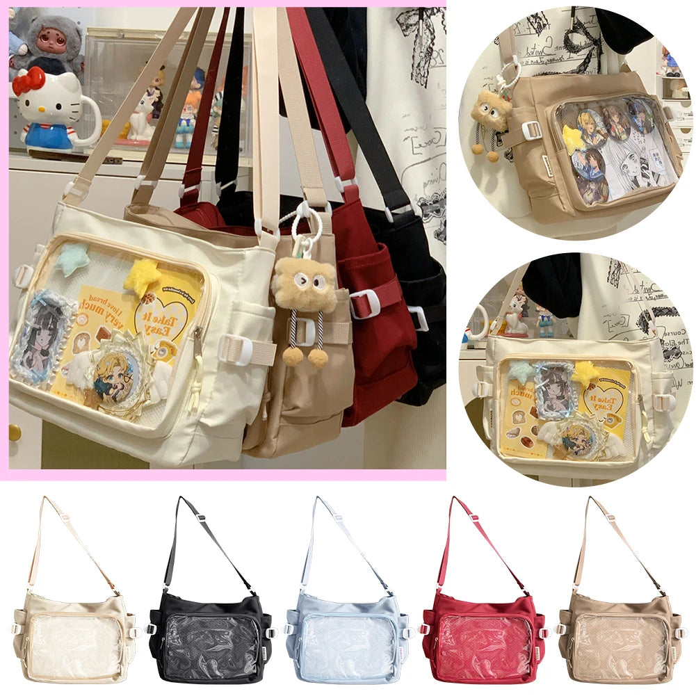 Japanese Ita Bag - Womens Clear Window Shoulder Purse with Multi-Pockets and Adjustable Strap - ZOOMNSTORE