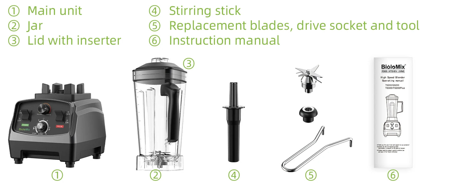 Heavy Duty Commercial Blender - 2200W Timer Mixer Juicer with 2L BPA Free Jar for Smoothies and Food Processing