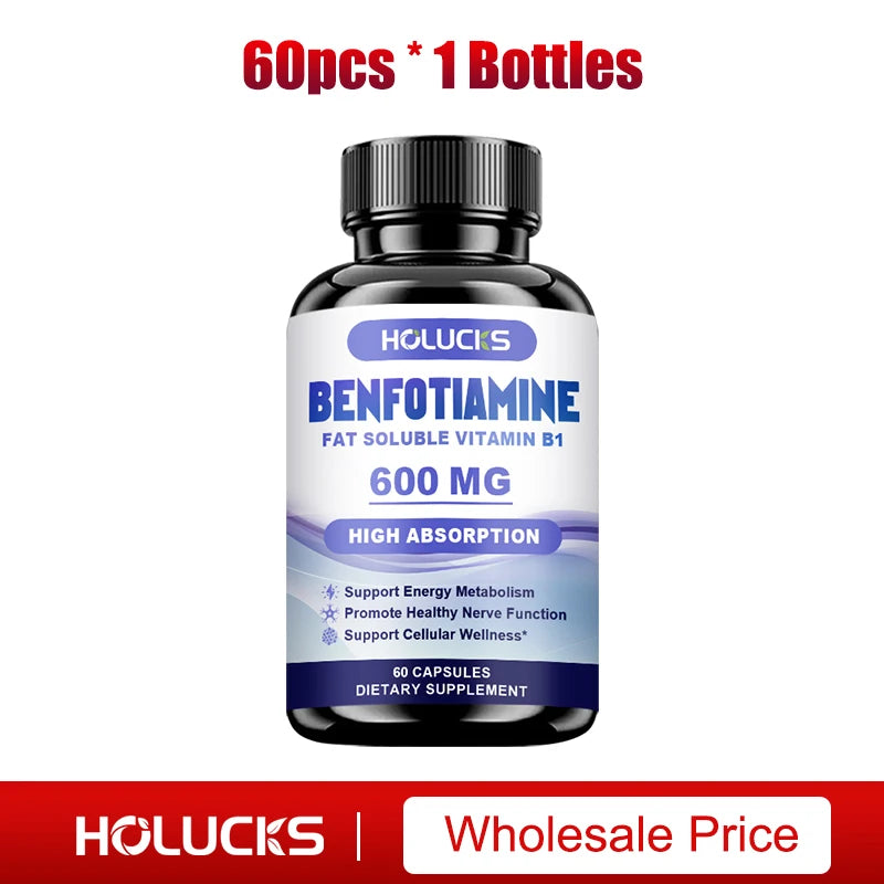 Benfotiamine 600mg | Superior Absorption Vitamin B1 for Energy Metabolism & Nerve Health | 120 Capsules Dietary Supplement