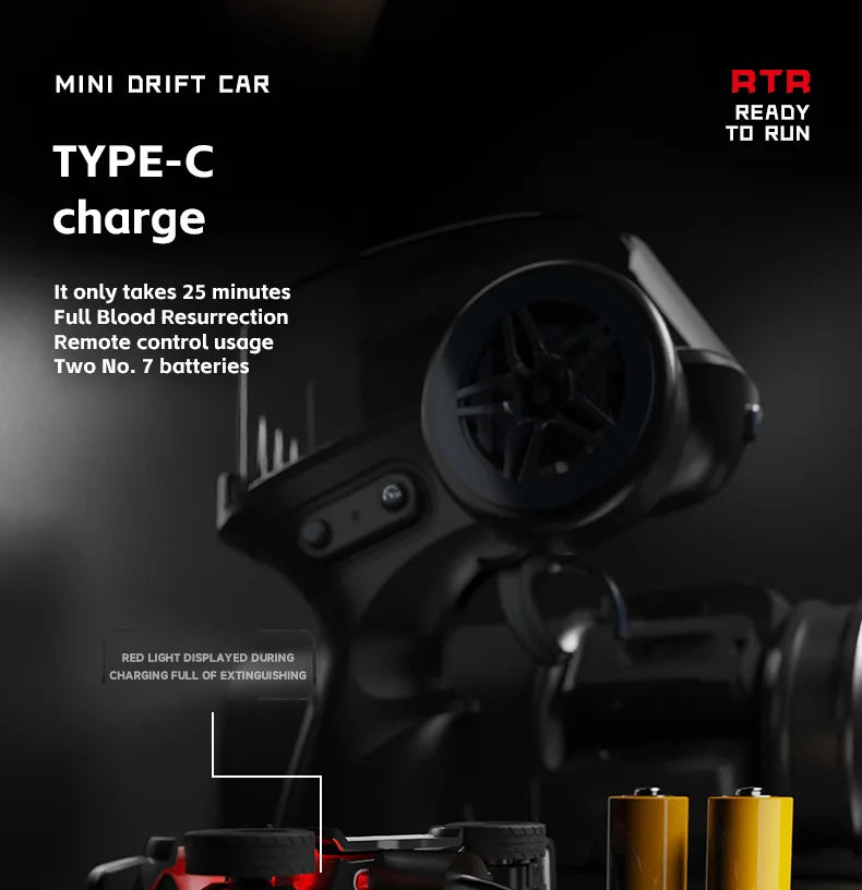 164 RC Drift Car - High-Speed Mini Remote Control Racing Car for Desktop Fun - ZOOMNSTORE