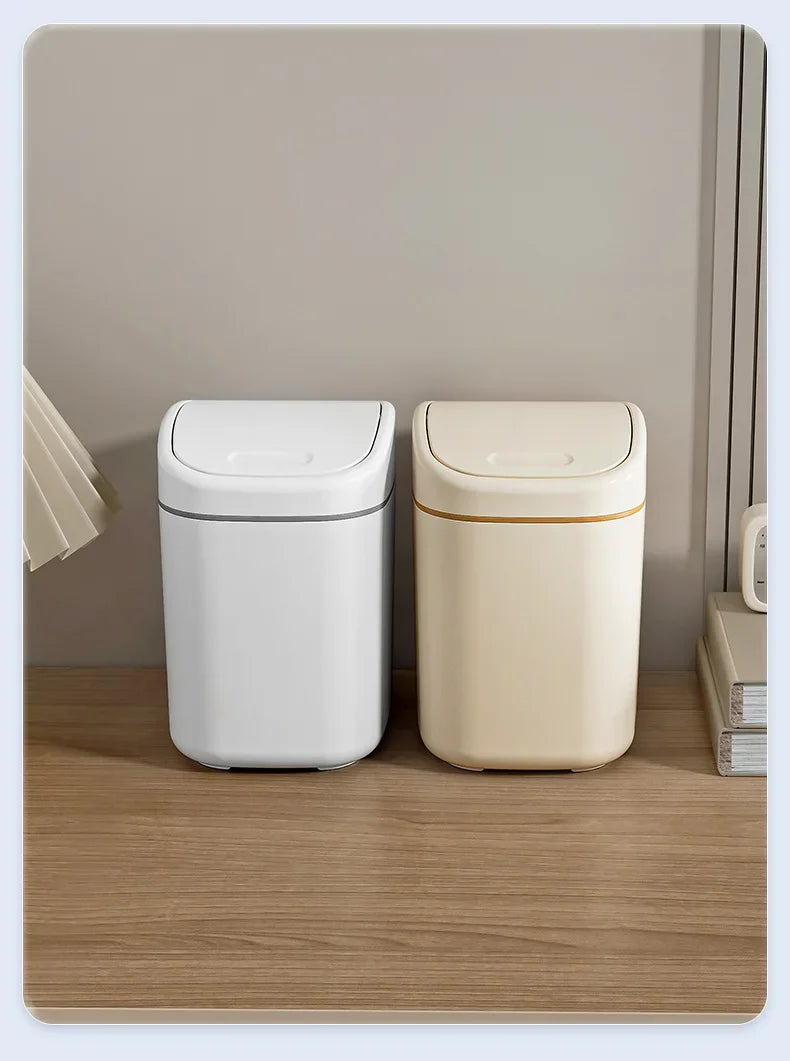 Mini Desktop Trash Can - Small Plastic Waste Bin with Shake Cover for Home Office