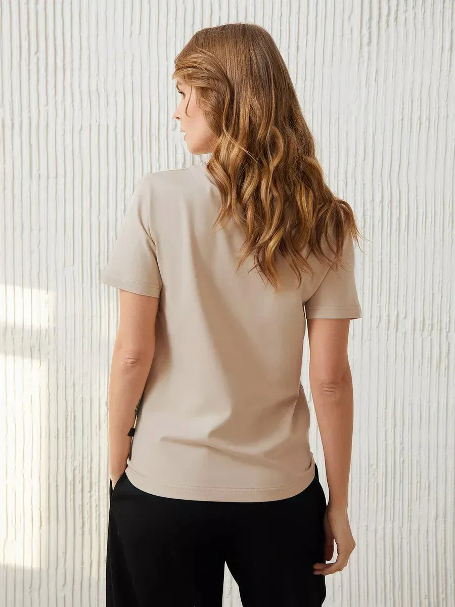 Cotton Summer Womens T-Shirt - Short Sleeve Loose Basic Top