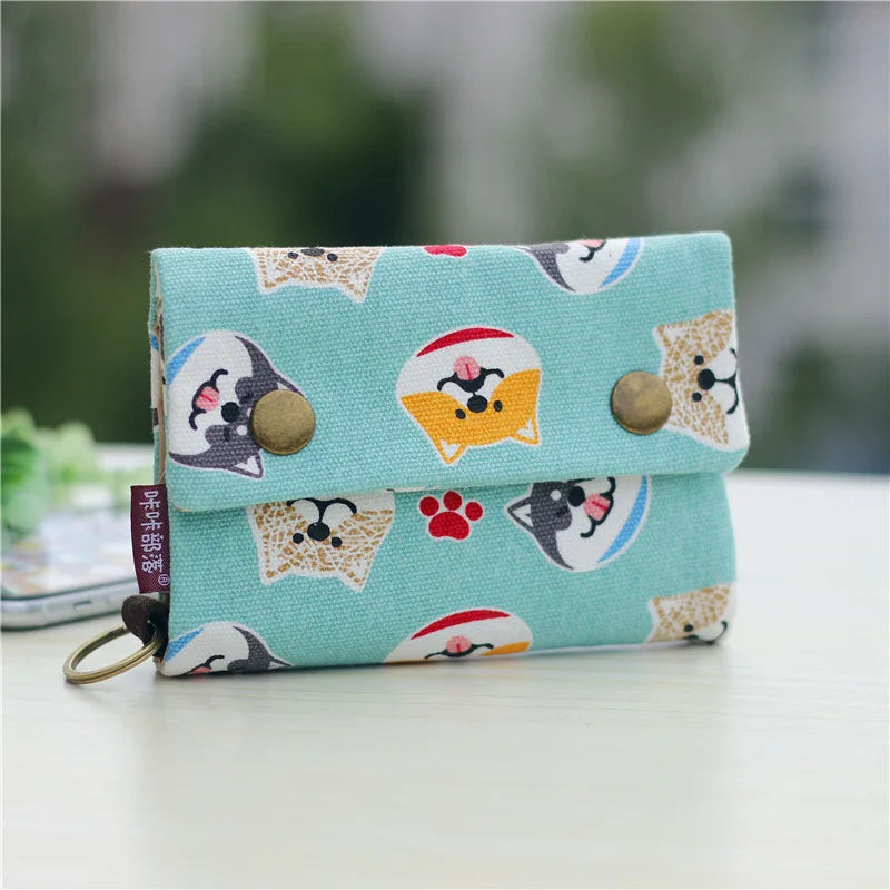 Handmade Three-Fold Fabric Wallet - Multi-Function Zipper Purse for Teens and Adults