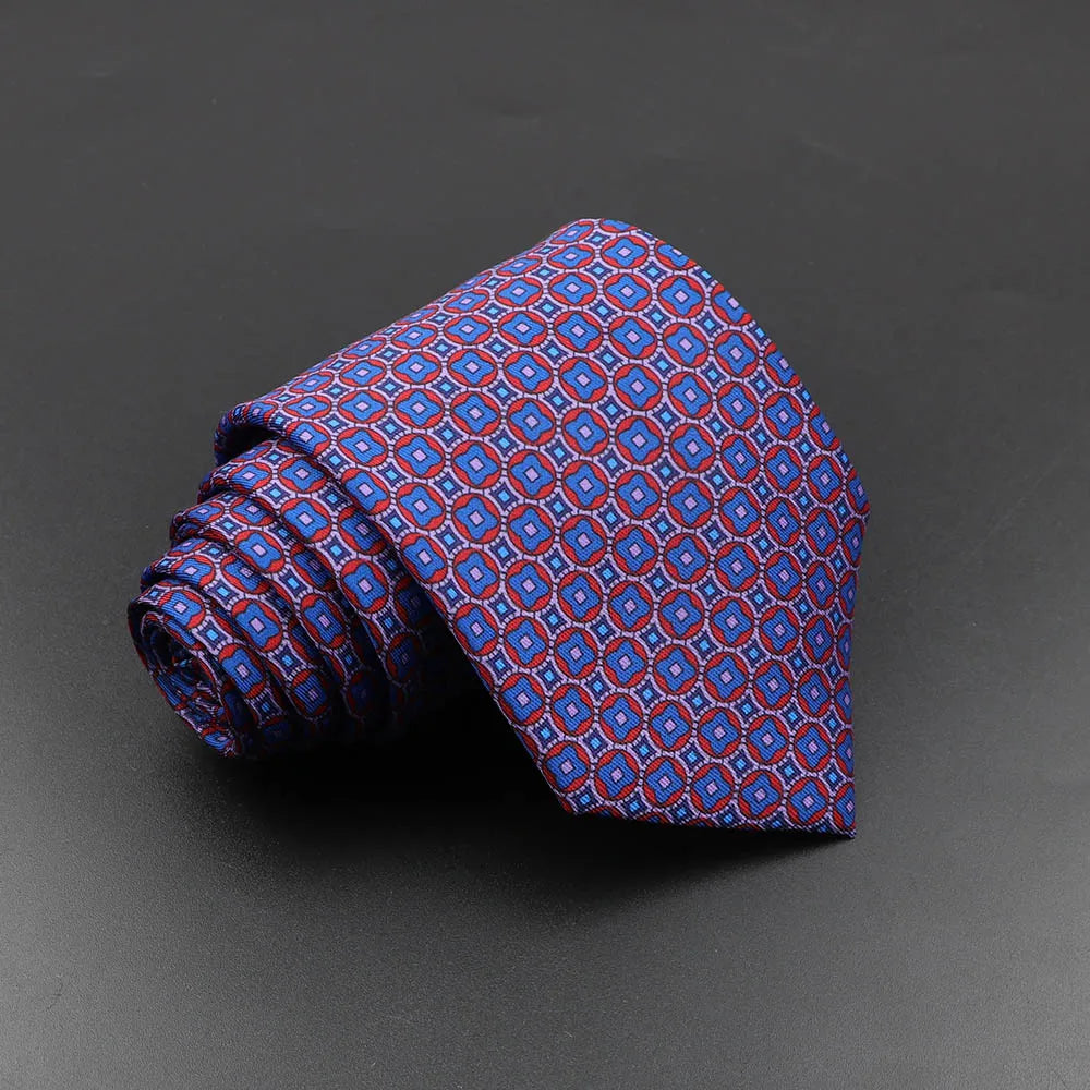 Mens Silk Tie - 75cm Soft Novelty Necktie in Blue Green Orange Floral Pattern