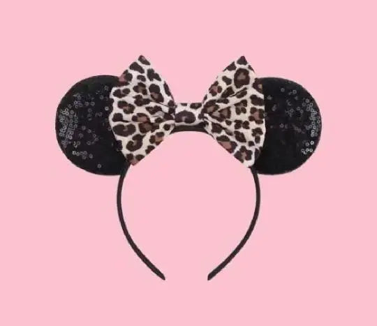 Mickey Mouse Ears Headband - Sequin Hair Bow for Halloween Festival and Cosplay