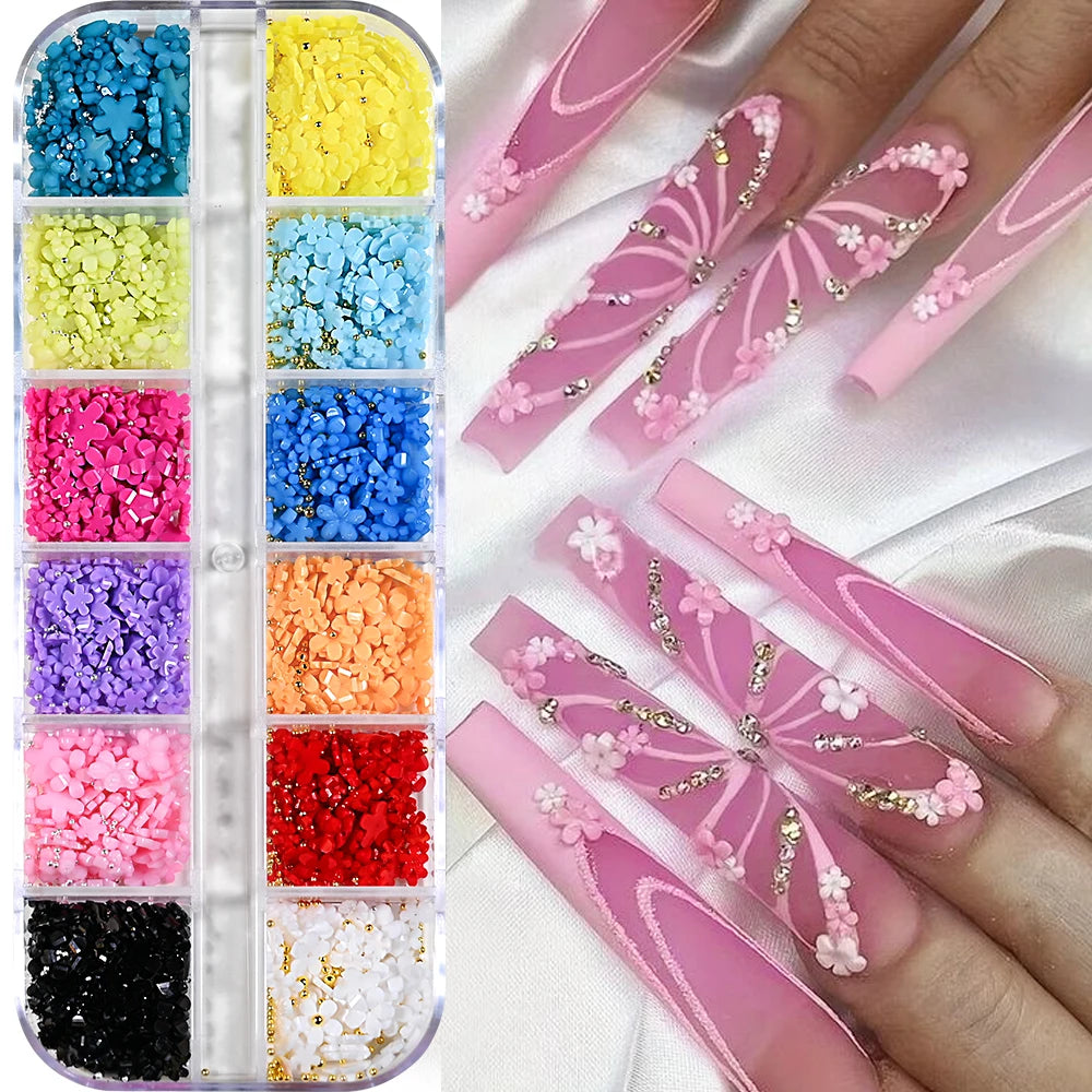 Ocean Gold Nail Art Charms - 3D Shell Seahorse Starfish Pearl Gems Studs