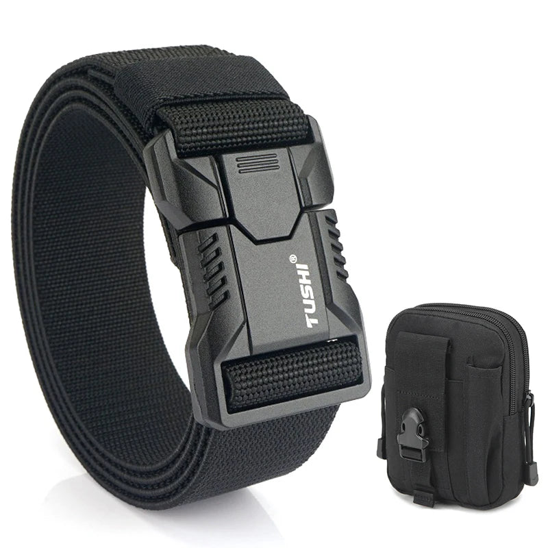 Tactical Outdoor Belt - Adjustable Elastic Waistband With Aluminum Alloy Buckle For Men