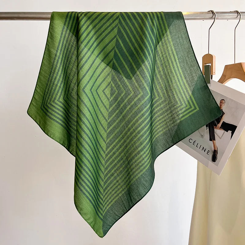 Pure Cotton Womens Printed Scarf - Fashionable Square Foulard for Neck and Hair