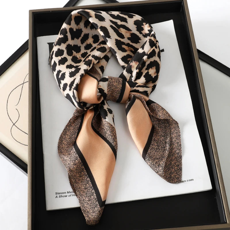 Luxury Silk Plaid Scarf - Soft Satin Neck Hair Tie for Women Foulard Hijab 2021